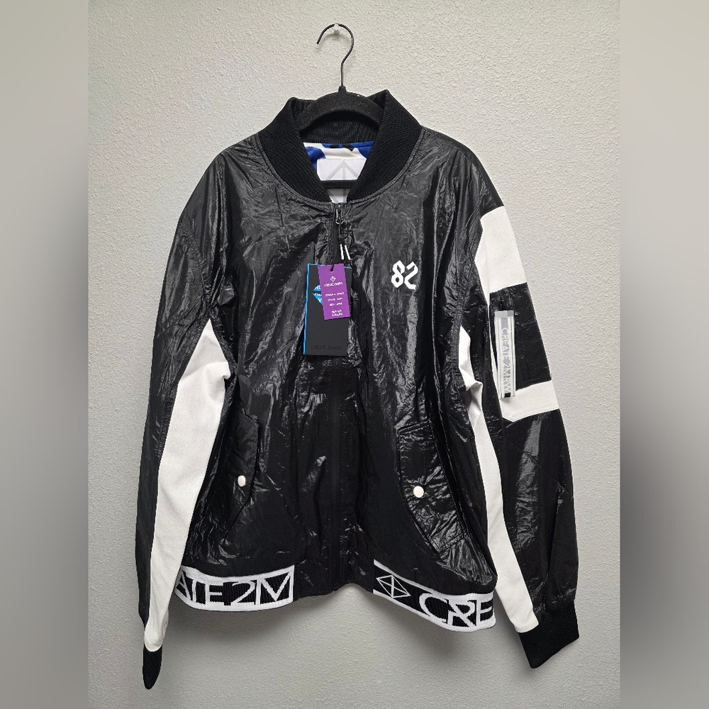 NWT Men's CREATE 2MRW Black‎ And White Bomber Jacket Size Large